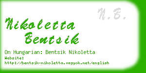 nikoletta bentsik business card